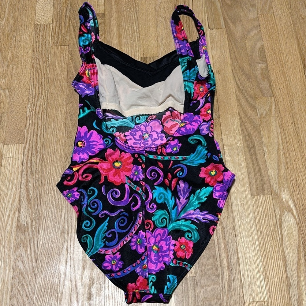 Sea Queen Vintage Made in Canada Size 8 Floral One Piece Swimsuit - Picture 3 of 7